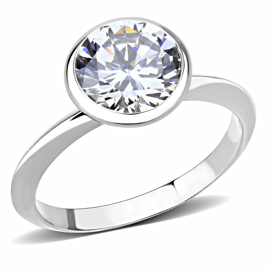JCE1487-5 Rhodium Brass Ring with AAA Grade CZ  in Clear-5